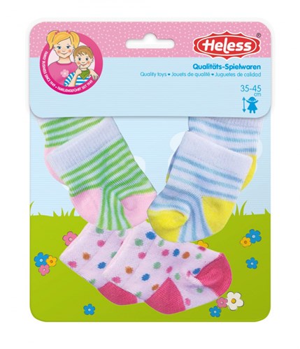 Heless poppen sokken set 3 stuks kleurrijk 35-45cm poppen accessoires