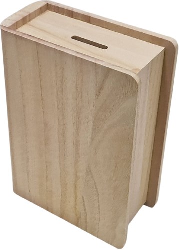 Hobbygroep tirelire en bois forme livre paulownia 14,8x7,1x20,1 cm brun