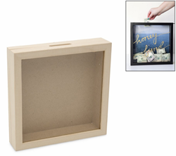 Hobbygroep tirelire cadre décoration bois 17x17x3,7 cm