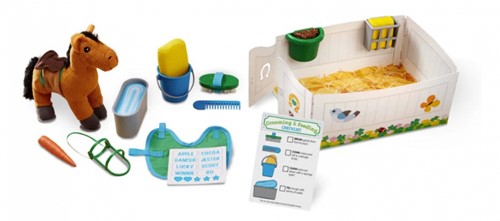 Melissa & Doug ensemble de jeu soin chevaux - cheval en peluche - jouet 23 pièces