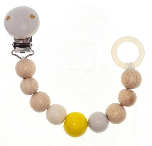 Hess attache-tétine accessoire bébé naturel jaune perles bois