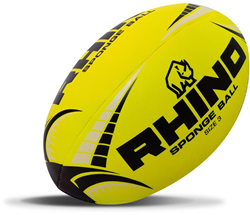 Rhino Spons Rugbybal - Maat 3 Fluorgeel Zacht Speelgoedbal
