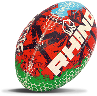 Rhino rugbybal Graffiti rood/blauw/groen maat 5 gerecycled grip