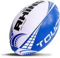 Rhino rugbybal Touch wit/blauw - duurzame gripbal voor rugby