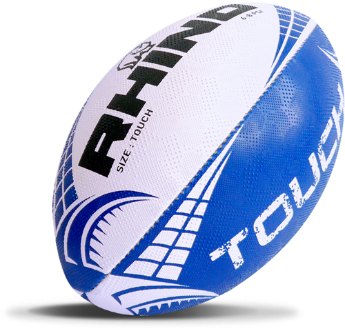 Rhino rugbybal Touch wit/blauw - duurzame gripbal voor rugby