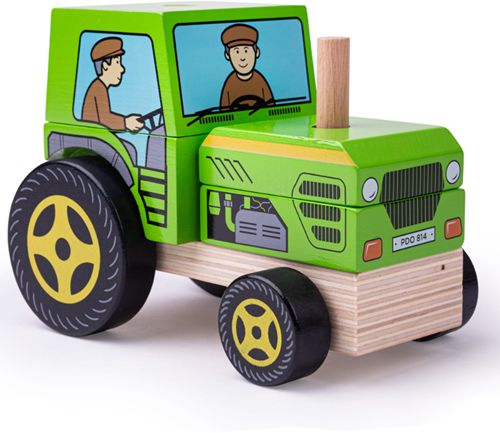 BigJigs tracteur à empiler en bois jouet éducatif tracteur