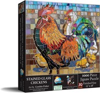 SunsOut puzzle Stained Glass Chickens - puzzle 1000 pièces-2
