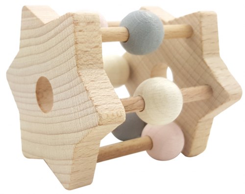 Hess hochet en bois étoile rose jouet bébé-2