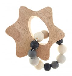 Hess hochet en bois étoile noir naturel - jouet bébé