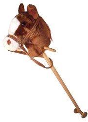 Planet Happy cheval bâton marron en peluche avec son - jouet en bois classique