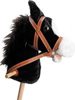 Planet Happy cheval bâton noir peluche avec son - bâton en bois - jouet classique-2