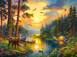 Castorland puzzel Forest River zonsondergang - 3000 stukjes legpuzzel