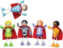 Tidlo Figurines Jouets Super-héros Bois - Set Figurines d'Action Super-héros
