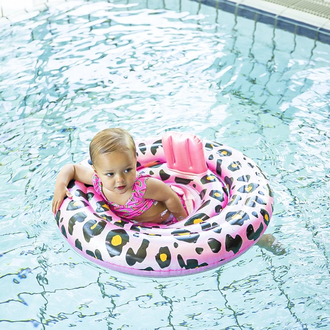 energie Snor Ochtend Swim Essentials Baby Zwemzitje Roze Panterprint 0-1 jaar