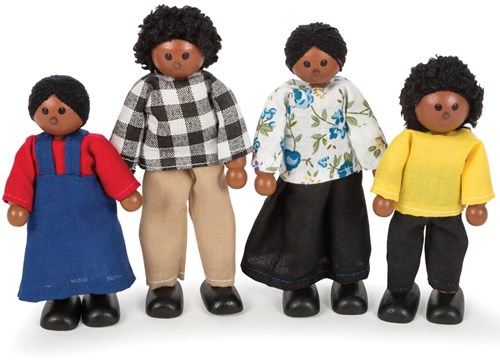 Tidlo poppen familie houten speelgoed multicultureel zwart gezin