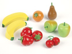 Tidlo set de salade de fruits en bois dans une caisse - cuisine jouet