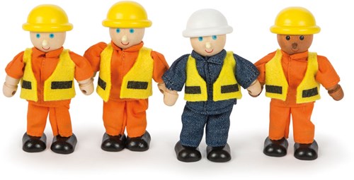 Tidlo ouvriers set de figurines en bois chantier 4 pièces