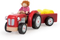 Tidlo tractor speelgoed met trailer - houten boerderijvoertuig