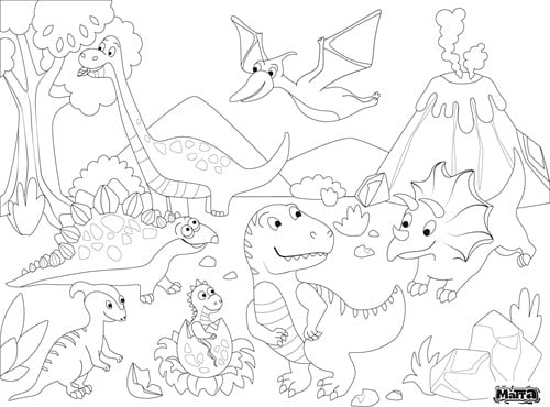 Matta Kids - Dino bos - Herbruikbare Kleurplaat en Veegplacemat