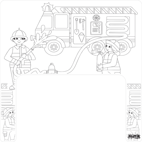 Matta Kids - Brandweer helden - Herbruikbare Kleurplaat en Veegplacemat - Past op Ikea Antilop