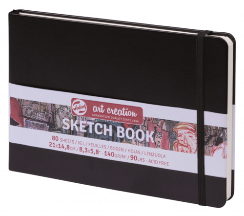 Talens schetsboek zwart 21x15 cm 140gr 80 vel voor kunstenaars