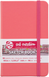 Talens schetsboek 9x14 cm 140gr 80 vel koraalrood - creatief papier