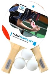 Angel Sports tafeltennisset - 2 bats 1 ster met 3 ballen rood-blauw