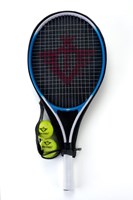Angel Sports tennisracket blauw 23 inch met 2 tennisballen