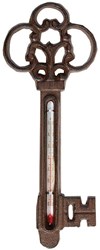 Esschert Design buitenthermometer sleutel brons decoratief tuinaccessoire
