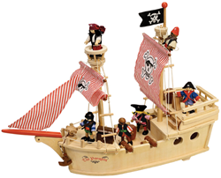 Tidlo bateau pirate en bois Paragon avec accessoires - jouet