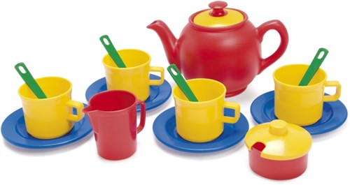 Dantoy service à thé jouet 17 pièces plastique coloré durable
