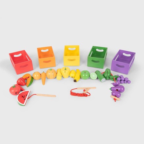 TickiT houten sorteerkratten fruit en groenten educatief speelgoed