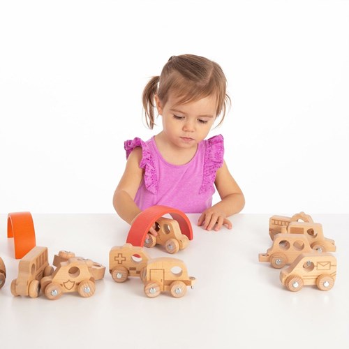 TickiT houten voertuigen set - natuurlijk speelgoed - 12 stuks-2