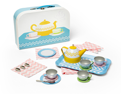 BigJigs service à thé jouet en métal - vaisselle colorée pour enfants et jeu de rôle