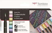 Tombow set de brush pen - Fudenosuke couleurs pastel 6 pièces lettrage