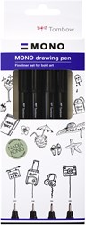 Tombow fineliner set zwart – Bold – 4 stuks – creatieve tekenpennen