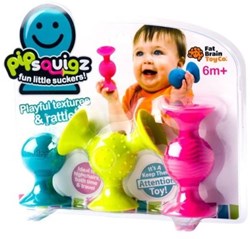 Fat Brain Toys sensorisch babyspeelgoed Pip Squigz set van 3 kleurrijk