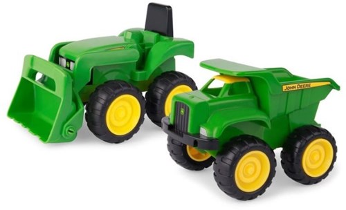 Britains speelgoed John Deere mini tractor en kiepwagen set zandbak