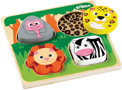 Tidlo puzzle sensoriel en bois animaux safari jouet éducatif