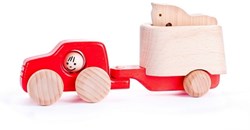 Bajo houten speelgoedauto met paard - fantasierijk kinderspeelgoed