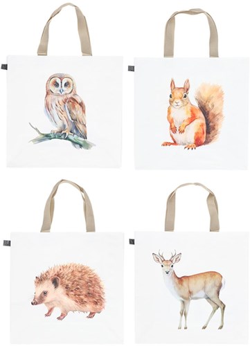 Esschert Design boodschappentas bosdier dierenprint polyester tas