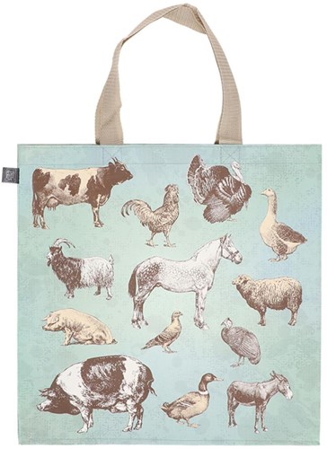 Esschert Design boodschappentas boerderijdieren speelgoed tas kleurrijk