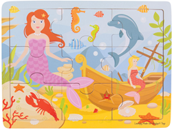 BigJigs houten legpuzzel Zeemeermin - educatief speelgoed 6 stukjes