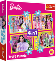 Trefl puzzelset Barbie 4-in-1 kleurrijk karton speelgoed