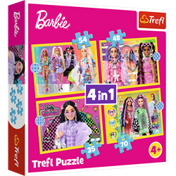 Trefl puzzelset Barbie 4-in-1 kleurrijk karton speelgoed