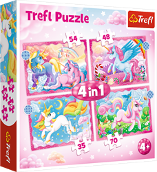 Trefl coffret puzzles licornes et magie - 4in1 plaisir de puzzle pour enfants