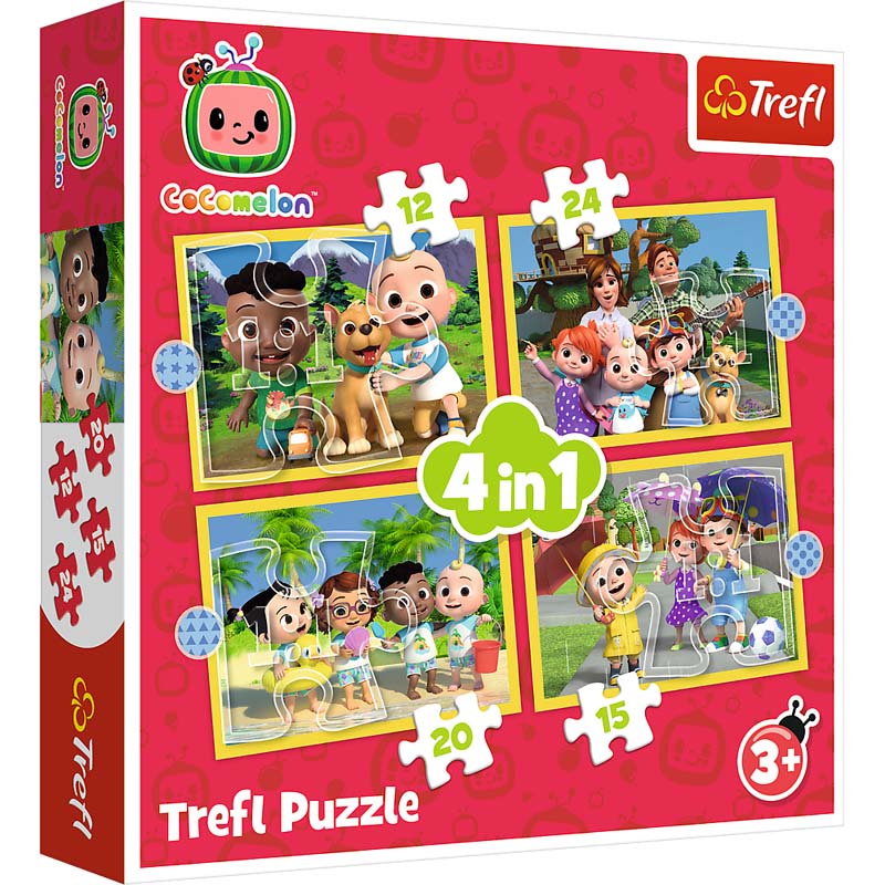 Trefl Trefl - Puzzles - 4in1 (12, 15, 20, 24) - Cocomelon, Meet the  characters / Moonbug Cocomelon Planet Happy BE