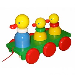 Miva jouet à tirer en bois 3 canards coloré éducatif