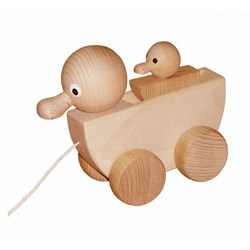 Miva jouet à tirer en bois canard avec son petit - jouet éducatif