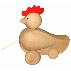 Miva jouet à tirer coq en bois - jouet éducatif multicolore